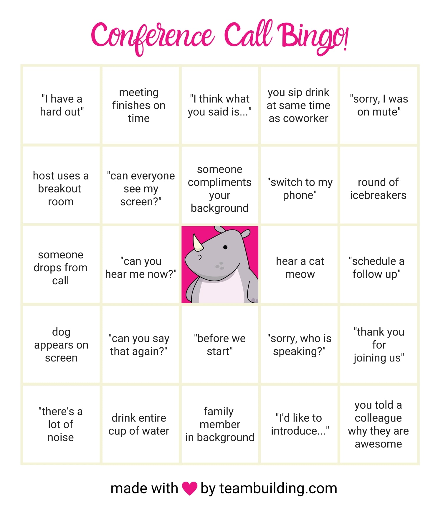 virtual happy hour bingo