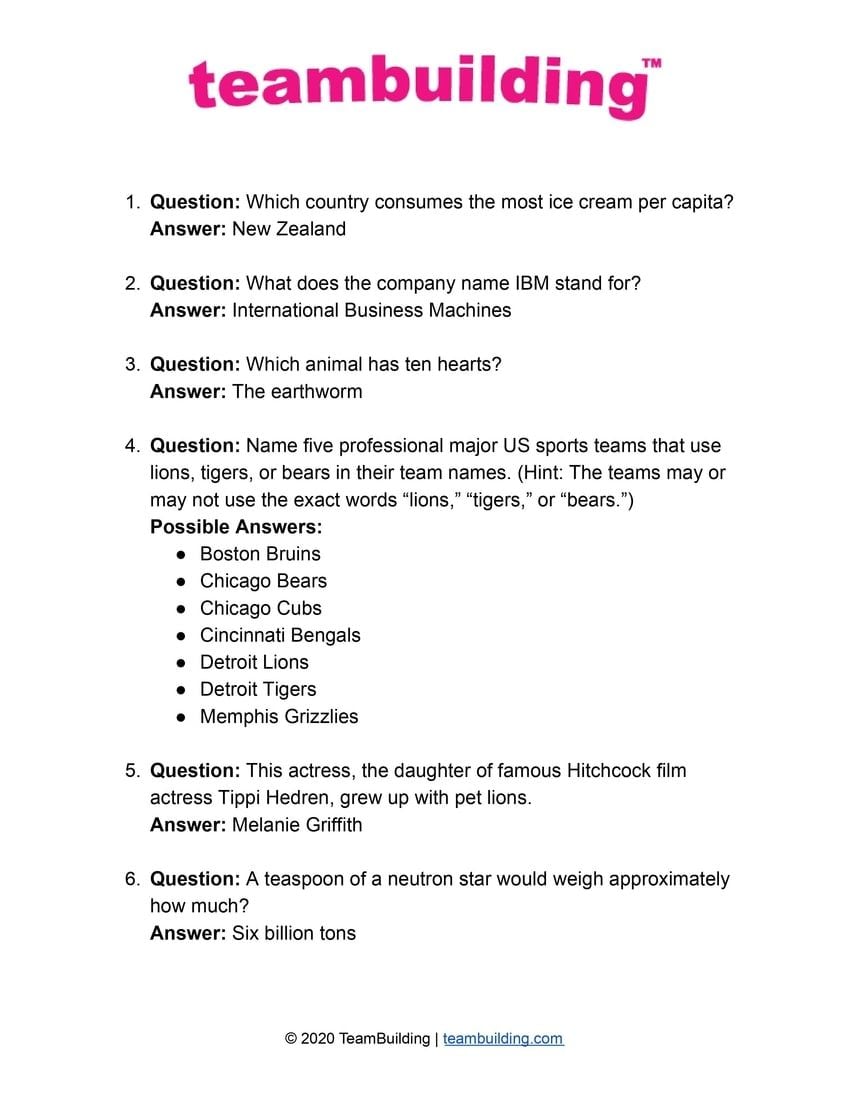 Zoom Trivia questions